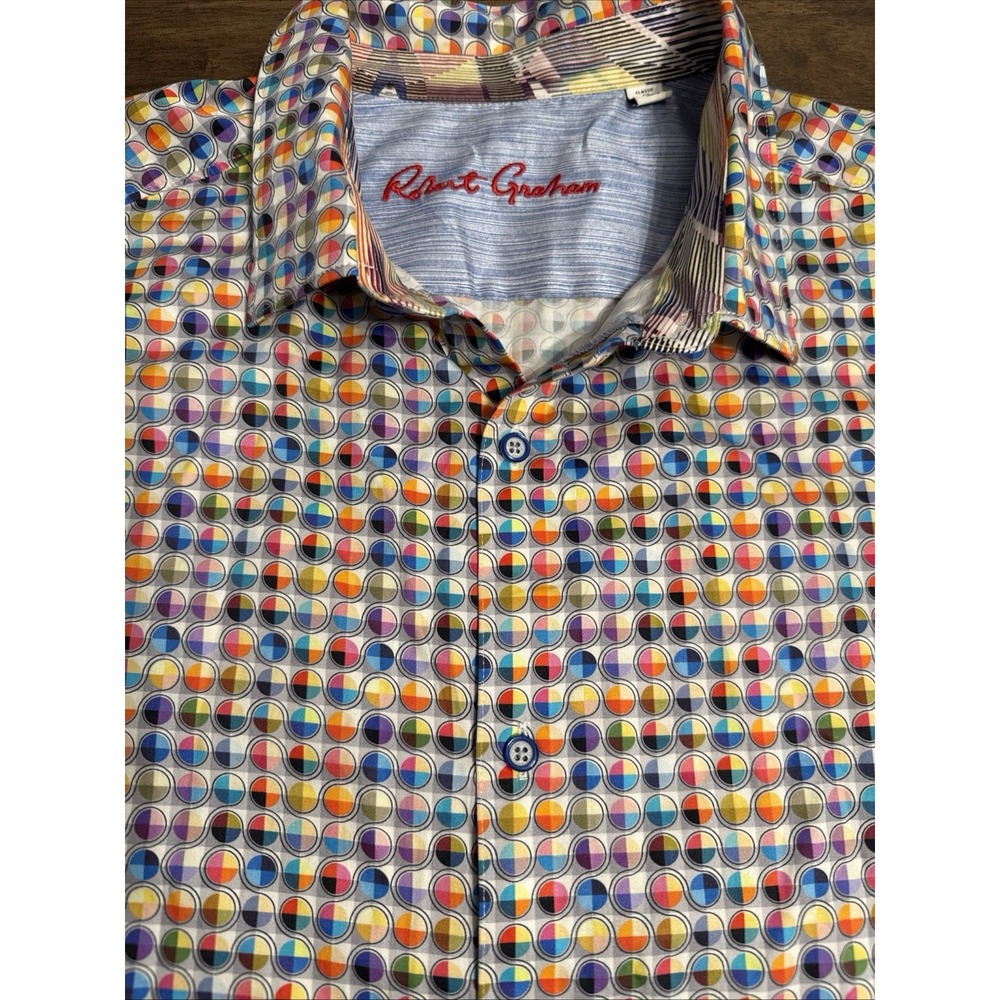 Robert Graham PROSSER Rainbow Circles 4XL Classic Fit Short Sleeve Button Shirt